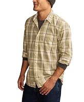 Lucky Brand Men's Plaid One Pocket Poplin Long Sleeve Shirt