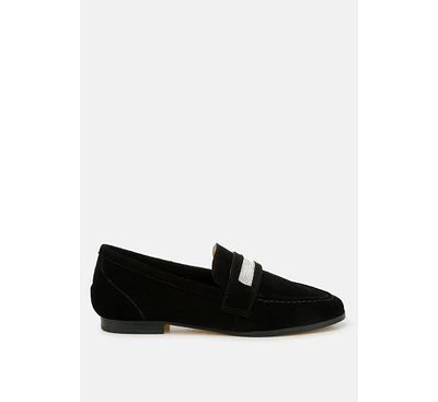 Rag & Co New Ode Rhinestone Penny Strap Loafers