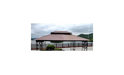 Slickblue Patio Double Roof Gazebo Replacement Canopy Top Fabric for Outdoor Use