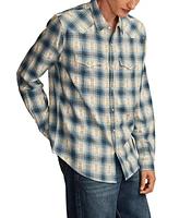 Lucky Brand Men's Plaid Dobby Western Long Sleeve Shirt