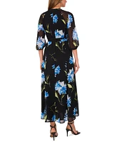 Vince Camuto Women's 3/4-Sleeve Belted Maxi Dress