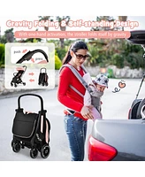 Gymax Portable Baby Stroller One-Hand Fold Pushchair W/ Aluminum Frame