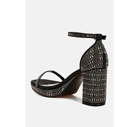 London Rag Ronan Rhinestones Embellished Block Sandals