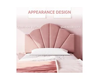 gaomon Twin Pink Bed Frame, Twin Velvet Upholstered Bed Frame with Height Adjustable Headboard