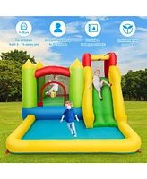 Gymax Inflatable Bounce House Water Slide Bouncer Pool w/ Climbing Wall & 550W Blower