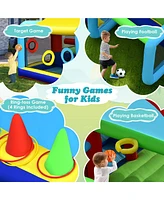 Gymax Inflatable Bounce House Kids Bouncy Jumping Castle w/ Dual Slides & 550W Blower