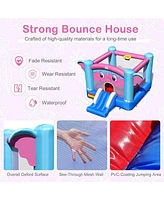 Gymax Inflatable Bounce House 3-in-1 Elephant Theme Inflatable Castle w/ 550W Blower