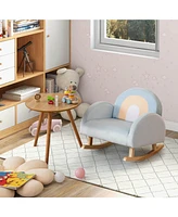 Gouun Toddler Rocking Chair with Solid Rubber Wood Frame Soft Velvet Cover