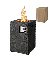 Gouun 16 Feet Square Outdoor Propane Fire Pit with Lava Rocks Waterproof Cover 30000 Btu