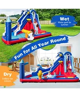 Gouun 6-In-1 Inflatable Water Park with Climbing Wall Splash Pool (Without Blower)