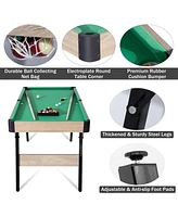 Sugift 4.5Ft Folding Pool Billiard Table, Portable Pool Game Table with 2 Cue Sticks, 16 Balls, Triangle, Chalk, Indoor Foldable Billiards Table