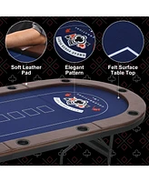 Sugift 84" 10-Player Foldable Poker Table, Portable Texas Hold em Casino Table w/Padded Rails & Cup Holders