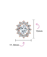 Bling Jewelry Classic Cubic Zirconia Cz Halo Crown Oval Stud Clip On Earrings Non Pierced Ears