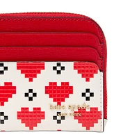 kate spade new york Devin Pixel Hearts Embossed Saffiano Leather Card Case Wristlet