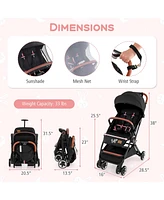 Costway Lightweight Baby Stroller Aluminium Frame with Net for Travel