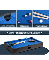 Sugift 27in Mini Pool Table Set, Tabletop Portable Billiards Game with Small Billiards Balls, Pool Cues, Triangle Rack, Chalk, Brush