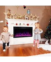 Costway 40" Linear Electric Fireplace 1500W Recessed Wall-Mounted with Multi-Color Flame