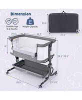 Gouun Baby Bassinet Bedside Sleeper with 6-Level Adjustable Height