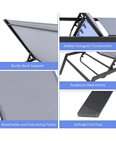 Gouun Outdoor Adjustable Chaise Lounge Chair with Lay Flat Position and Quick-Drying Fabric