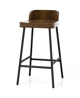 Gouun Industrial 24.5 Inches Bar Stool with Backrest and Saddle Seat