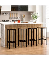 Gouun Set of 4 Bar Stool Set with Metal Legs and Footrest