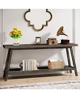 Tribesigns Farmhouse Console Entryway Table: 70.9 Inches Extra Long Console Table for Entryway, 2-Tier Narrow Wood Foyer Sofa Couch Table for Hallway,