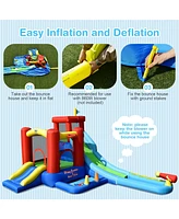 Gymax Kids Inflatable Bounce House Castle 9 in 1 Water Slide Park Without Blower