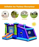 Gymax Inflatable Bouncer Alien Bounce House Kids Jump Slide Ball Pit with 550W Blower