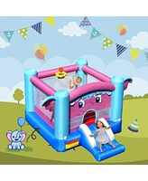 Gymax Inflatable Bounce House 3-in-1 Elephant Theme Inflatable Castle w/ 735W Blower