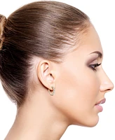 Cultured Freshwater Pearl (2-1/2-3mm) Small Hoop Earrings in 14k Yellow Gold Over Sterling Silver, 1/2"