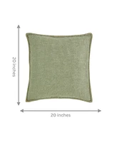 Ihi Home Moss Mohair Pillow, Green, 24"x 24"