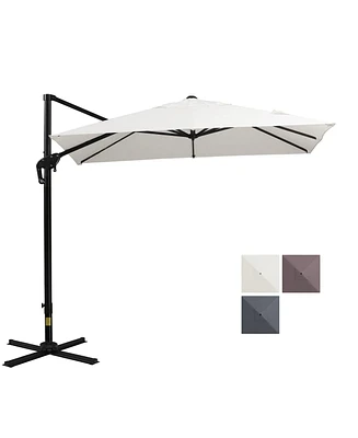 Outsunny 8x8ft Square Offset Cantilever Market Patio Umbrella w/ Cross Dark