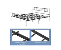 gaomon King Bed Frame with Headboard, 12.2" H Metal Platform Bed Frame with Heavy Duty Steel Slat Black King Size Bed Frame, No Box Spring Needed