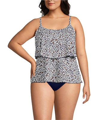 Lands' End Women's Plus Size Scoop Neck Tiered Tankini Swimsuit Top