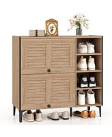 Costway Shoe Storage Cabinet with Flip Doors Adjustable and Removable Shelves for Entryway