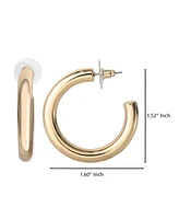 Jessica Simpson Gold-Tone Bold Curved 40 Mm Hoop Earrings - Elegant Statement Hoops