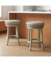 Gouun 26 Inches Swivel Bar Stools Set of 2 wth Wooden Frame-26.5 inches