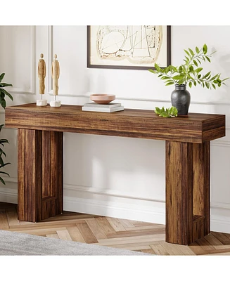 Tribesigns Long Console Table, 63 inches Wooden Rectangular Sofa Table for Behind the Couch, Farmhouse Entryway Table for Hallway, Living Room, and En