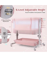 Gouun Baby Bassinet Bedside Sleeper with 6-Level Adjustable Height