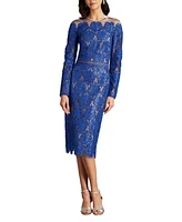 Tadashi Shoji Women's Camie Sequin Embroidered Off Shoulder Illusion Dress