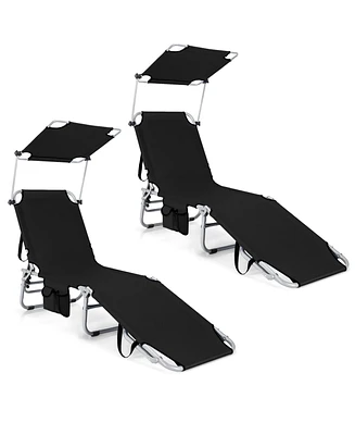 Gouun Set of 2 Portable Reclining Chair with 5 Adjustable Positions