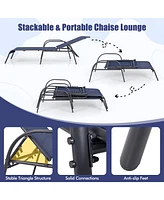 Gouun Adjustable Patio Chaise Folding Lounge Chair with Backrest