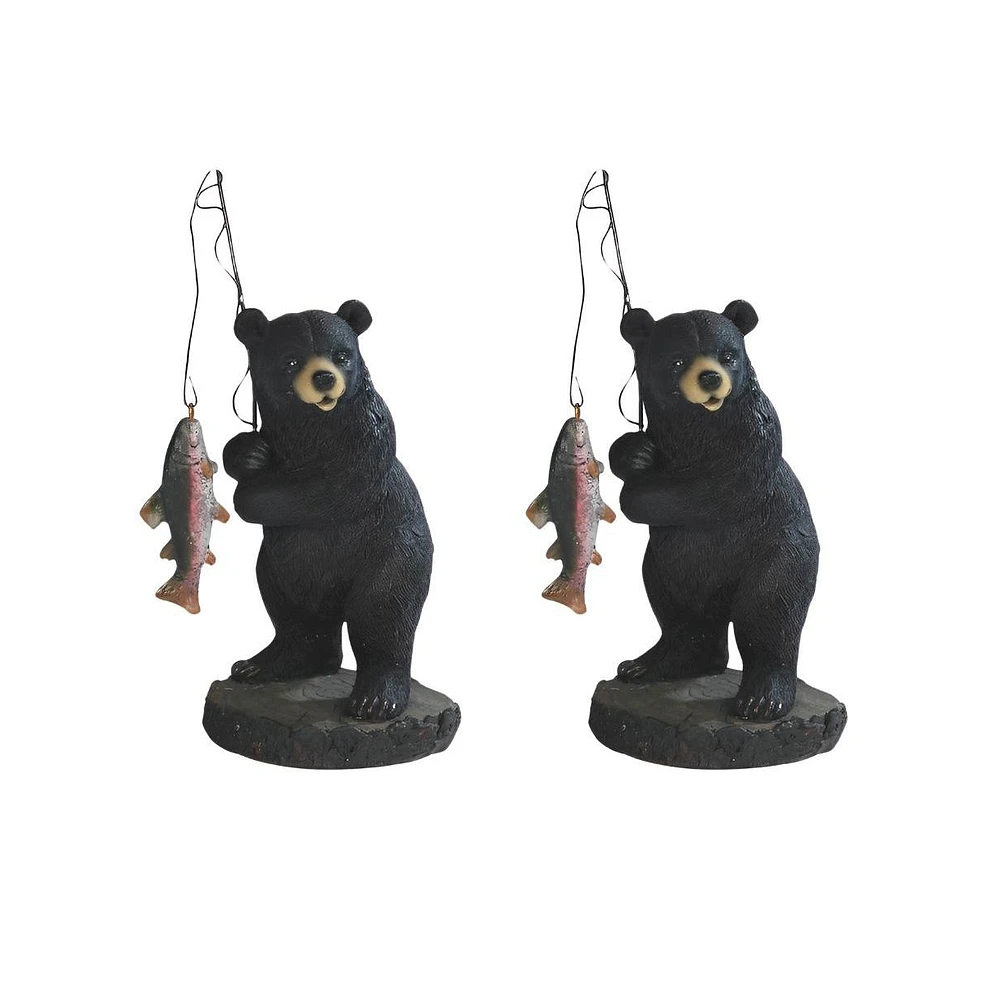 Fc Design "2-pc Gift Set" 5"H Black Bear Salmon Fishing on Rock Figurine Statue Ornament Home Room Office Decor and Perfect Gift Ideas for Housewarmin