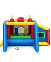 Gymax Kids Inflatable Bounce House Play Slide Jumping Castle Ball Pit with 550W Blower