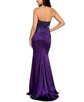 Say Yes Juniors' Rhinestone-Embellished Satin Gown, Created for Macy's