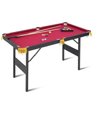 Sugift Foldable Pool Table, Portable Folding Billiard Table with 2 Cues, 16 Balls, Triangle, 2 Chalks