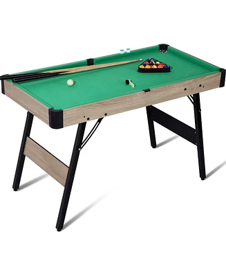 Sugift 48in Folding Pool Table, Portable Billiard Game Tables with Locking Legs, Adjustable Feet, Balls, Cues, Triangle, Chalk, Brush