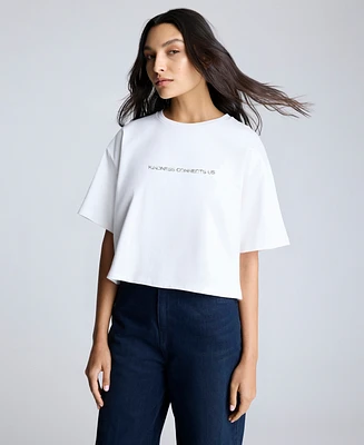 Kenneth Cole Women's Heavyweight Cotton Foil-Logo Tee