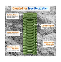 SereneLife Ultralight Sleeping Pad with Carrying Bag, Compact & Self-Inflating, Green