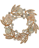 Anne Klein Gold-Tone Crystal & Mother-of-Pearl Flower Wreath Pin